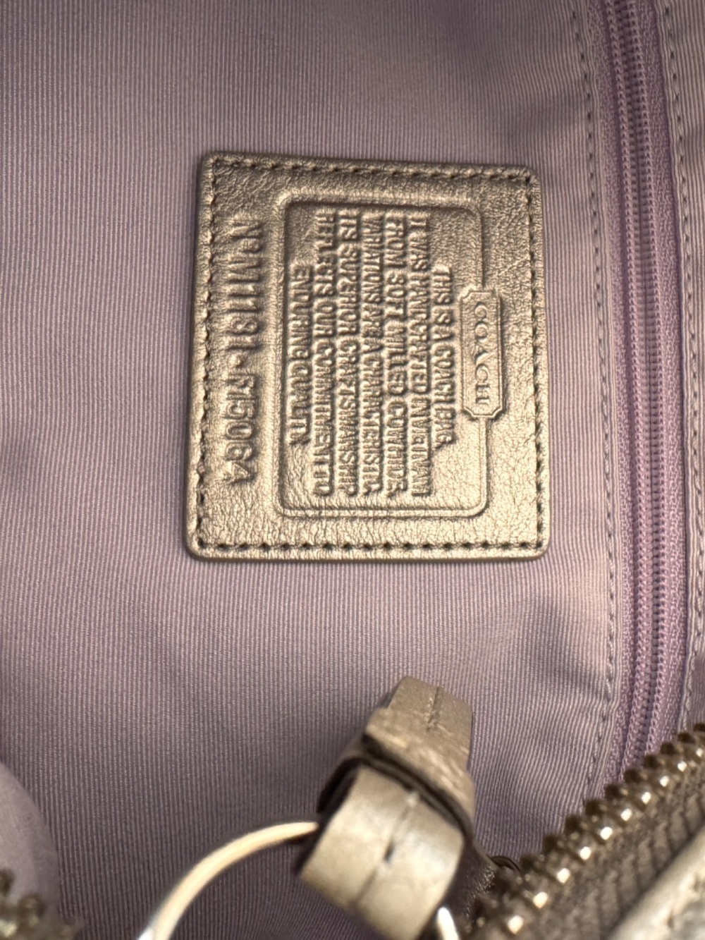 COACH F15064 Metallic Taupe Pebbled Leather Convertible Hobo Crossbody Bag - Picture 4 of 5